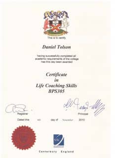 Daniel Tolson - Business Coach - 2010 - Life Coach Certification